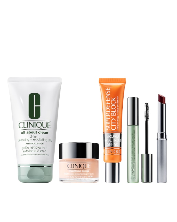 Set Esenciales de Clinique, Este set de Clinique combina lo mejor en cuidado de la piel y maquillaje. Con productos para una limpieza profunda, hidratación, reducción de arrugas y un look radiante, consigue una piel fresca, ojos descansados y una mirada intensa. ¡Todo lo que necesitas en un solo set!